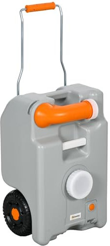 Outsunny Réservoir d'eau sur Roues pour Camping, bidon d'eau Portable, 22 L, avec Bec de vidange Rotatif, indicateur de Niveau, poignée Pliable, pour Caravane, Camping-Cars, Gris