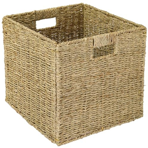 HMF Aufbewahrungskorb, Korb geflochten aus Seegras | passend für Kallax | 32 x 34,5 x 32 cm