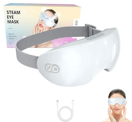Eyerelis Steam Therapy Mask, 2 Levels Adjustable Smart Hot & Cold Steam Eye Mask, Wärmbrille kabellos Augenmaske, Augenmassagegerät mit Wärme und Kühlung Augenmasken, reduziert Augenbelastung