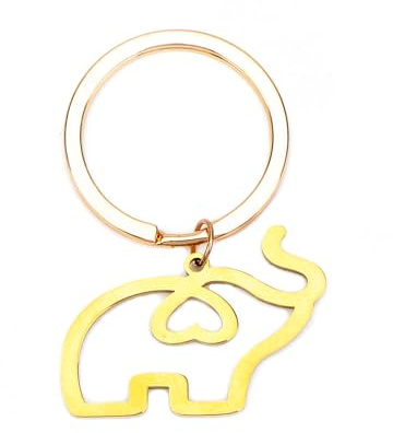 MUCOOS Goldfarbener Schlüsselanhänger Mit Elefantenmotiv Aus Metall, Ausgehöhlt, Süßes, Schlichtes Elefantendesign, Perfekt Als Dankeschön Für Freunde Und Familie