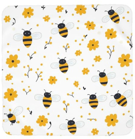 Mexpekil Babydecke für Neugeborene, weiche Decken, kleine gelbe Blume, Biene, Wickeldecke, 90 x 90 cm
