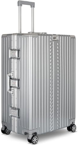 WINLIFE Größe XL Reisekoffer Alu-Rahmen mit ABS & TSA Nummern-Schloss 75cm Hartschalenkoffer | große Koffer Farbe-Silber