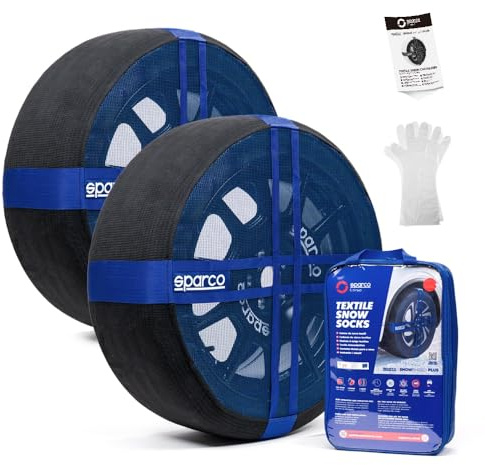 Sparco SnowShield Plus Schneeketten für das Auto, 2er Set Schneeketten, einfache Montage, leise, langlebig, geprüft nach EN 16662-1 und wiederverwendbar XXL