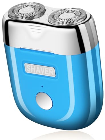 LOPHE Tragbarer Mini Rasierer Elektrischer, Elektrisch Kapsel Rasierer Unisex, Wiederaufladbar Kabellos Rotationsrasierer mit 9500rpm, Leistungsstarker Mini Shaver für die Reiserasur, Blau