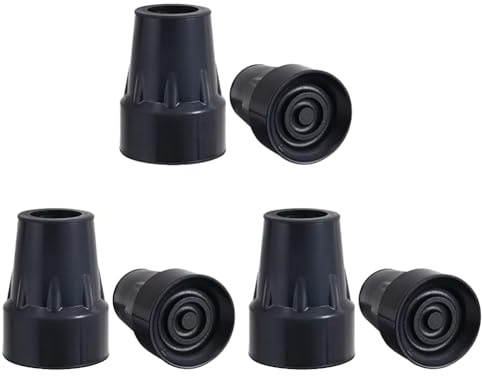 Aboiled Crutch Tips Set 1Inch Heavy Duty Non-Slip Rubber Cane Tips Set Replacement Cane Foot Caps, Crutch Pads, 6 PCS