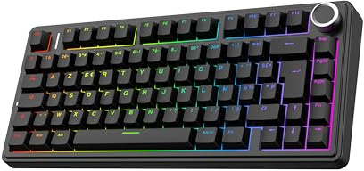 EPOMAKER Aula F75 ISO-FR Clavier Mécanique sans Fil AZERTY 75% | Clavier Gaming Français avec Bouton Rotatif, RVB, Hot-Swap, Montage Gasket, Son Crémeux, BT/2.4Ghz/Filaire