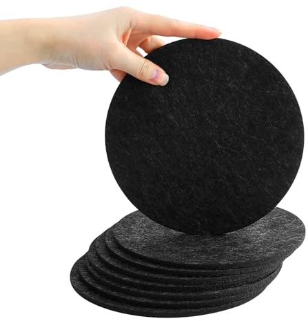 Filzuntersetzer für Töpfe, Gläser, Vasen und Schüsseln, rutschfest, hitzebeständig, robuster Filz-Tischschutz, 8 Stück, rund, 20 cm, Dunkelgrau