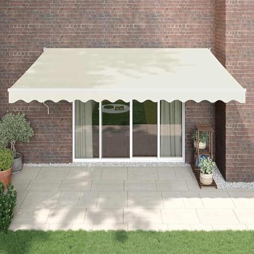 Tenda da sole elettrica con telecomando e manovella 4x3 metri crema tessuto resistente ai raggi UV alluminio durevole per terrazza e balcone parasole retrattile