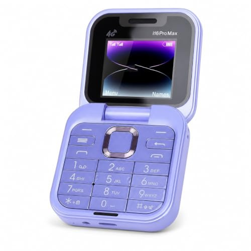 Elprico Téléphone à Clapet 4G LTE, Téléphone Portable débloqué pour Personnes âgées, Double SIM en Veille, écran de 1,77 avec Bluetooth 5.0 et Haut-Parleur à Volume élevé, pour (Purple)