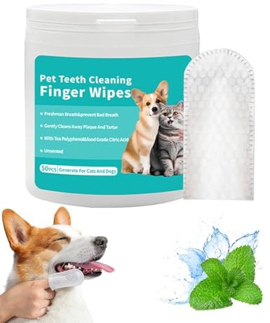 Elarie Natural Pet Dental Finger Wipes - 2026 Elarie Pet Teeth Cleaning Finger Wipes for Dogs Cats, No Brushing Pets Oral Care Wipe for Fresh Breath (1 Box)