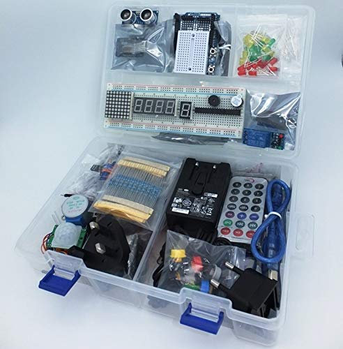 JDH Labs Tech Mega 2560 Starter Kit Ultra (100% Compatible avec Arduino IDE) avec Adaptateur 12V/2A (EU/UK), WiFi, Bluetooth, capteurs, modules, kit de résistances et Composants