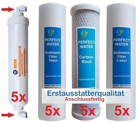 RETEC 10 Zoll Filterset 2,5 Jahre für 5 Stufige Osmoseanlagen Ersatzfilter Filter