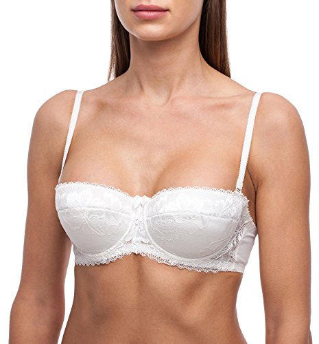 frugue Strapless Push Up Balcony Lace Bra Ivory 32 B