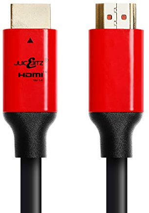 JuicEBitz 4K HDMI Cable 6M with Ethernet, Premium Series High Speed HDMI 4k/30fps. 1.4 HDMI Lead. HDMI to HDMI Cable, Compatible with Xbox, Playstation, Sky, Projector + More. 6M Long HDMI, Black