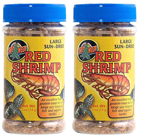 Zoo Med 2 Pack of Large Sun-Dried Red Shrimp, 0.5 Ounces Each, Treat for Large Tropical Fish and Aquatic Turtles