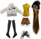 Set Fashion Bekleidung Perücken Schuhe Socken Accessoires vollen Satz für 1/3 21-23inch 60cm BJD Puppen (Rebecca)