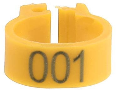 Tnfeeon 100PCS/Beutel 8MM Kunststoff-Taubenbänder Ringe, 001-100 nummerierte Kunststoff-Tauben-Vogelbeinbänder Ringe mit Nummer(Gelb)