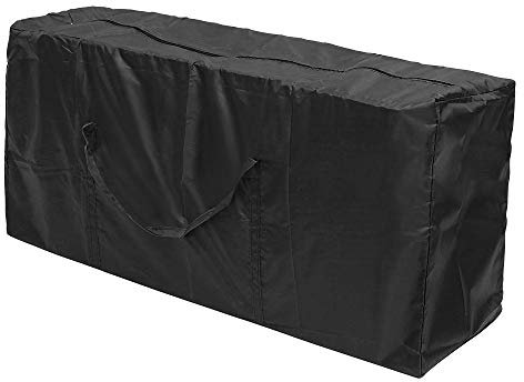 FOUNDOVE Garden Furniture Cushion Storage Bag Waterproof - Outdoor Seat Cushions Covers with Zipper and Handles, Lightweight Carry Handbag for Christmas Tree (116 * 47 * 51, Black)