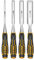 INGCO Cincel para madera 4 cinceles 6/12/19/25MM 1/4,1/2,3/4 y 1 Juego de cinceles para madera de acero al cromo vanadio mangos de madera HKTWC0401