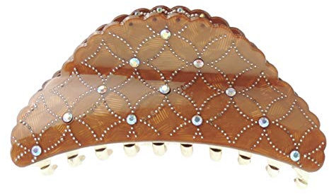 Glamour Girlz - Pinza per capelli lunghi e spessi, taglia XL, con fiore smerlato, colore: Marrone