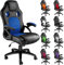 tectake Bürostuhl ergonomisch, Schreibtischstuhl für Home Office, Büro oder Wohnzimmer, Gaming Stuhl mit Schalensitz und ergonomischem Design, Diverse Farben - schwarz/blau