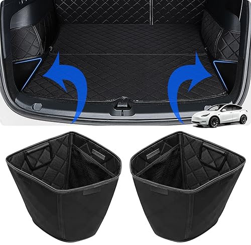 EVAUTO Tesla Model Y Trunk Boot Storage Organizer Left And Right Trunk Pockets 2022 2021 2020 Accessories-2 Pack