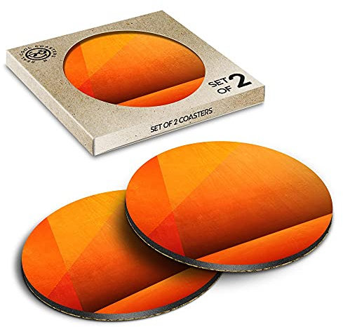 2 x Eco Boxed Cork Coasters - Abstract Orange Shapes Art Drink Cup Mug Glass Table Mat #3810