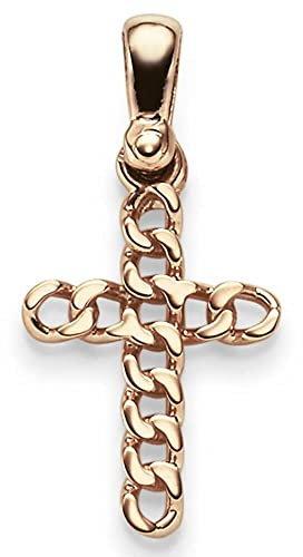 Anhänger Kreuz 23x11,5mm aus 585 Gold Rotgold Panzerkette-Muster