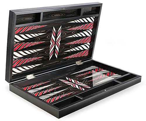 Luxus Trendy Backgammon Tavla XXL Tavla mit Polyester Spielsteine/Schwarz