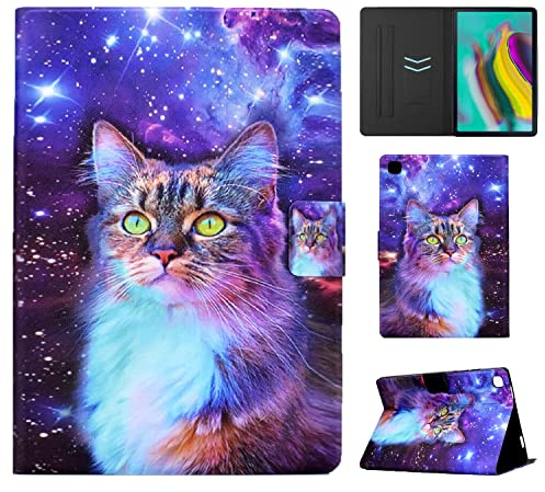 Vaitasy Hülle für Samsung Galaxy Tab S5e 10.5 Zoll 2019 | Mehreren Winkeln Schutzhülle mit Kartenfach Wallet Cover für Galaxy Tab S5e - Sternkatze