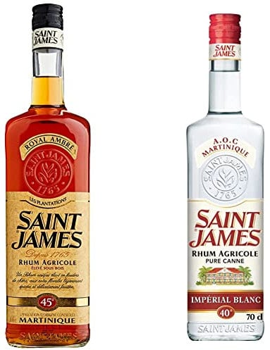 Saint james Rhum Ambré de Martinique 1 L & Rhum Blanc Agricole - Pure Canne - 70 cl