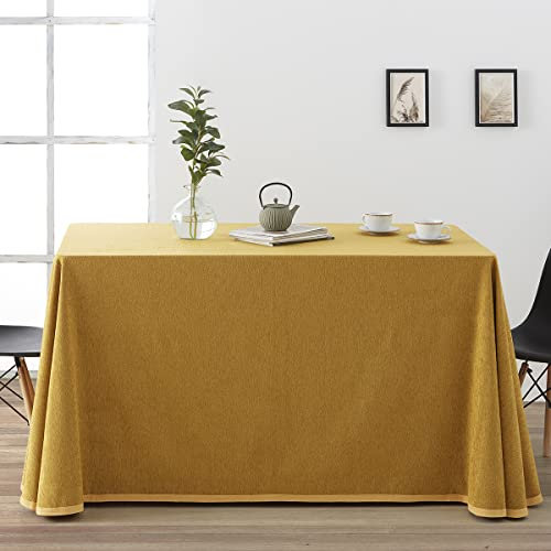 Ropa o Falda Camilla, Enaguilla Rectangular de Tejido Chenilla, Medida 80x135 cm, Color Mostaza. Mantiene el Calor. Aspecto Aterciopelado y Tacto Muy Suave.