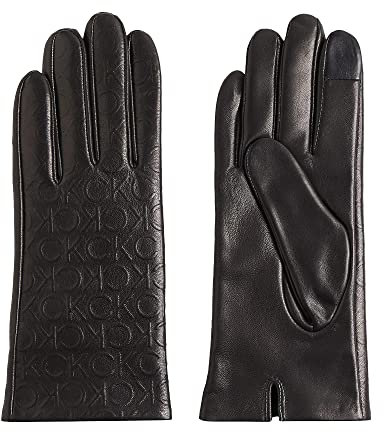 Calvin Klein Re-Lock Debossed Leather Handschuhe Damen