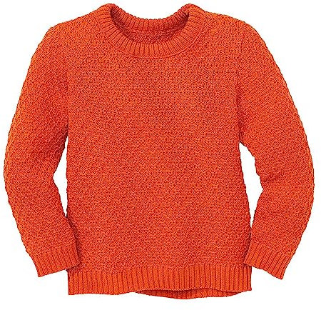 ARAN-PULLOVER Kinder - 100% Bio-Merino – atmungsaktiv & kuschelig warm - unisex Gr. 86 - 140 - nachhaltig & fair - ideal für kalte Tage dank fluffigem Strick - made in Germany | Orange Gr. 134/140