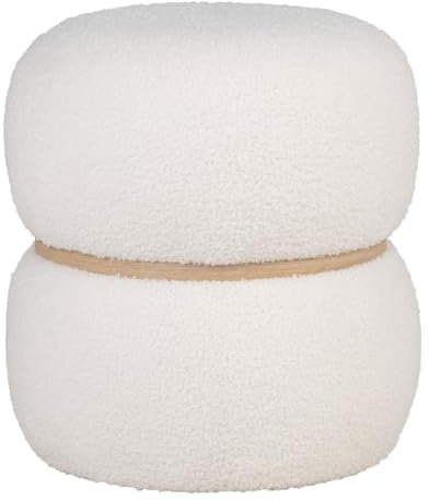 House Nordic Pouf Milford Weiß Bouclé 38x41 cm Hocker Beistelltisch Sitzhocker