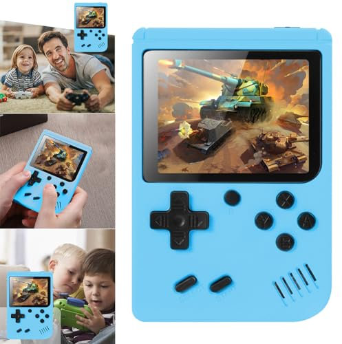 PKKP Handheld-Spielkonsole, Retro-Spielekonsole mit 500 Klassische FC Spiele, Handheld Game Console, Retro Konsole Game Stick für Erwachsener Teenager Geburtstagsgeschenk (Blau-1 Spieler)