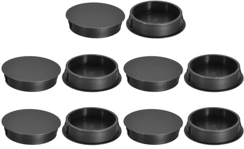 QUARKZMAN Bouchon de Trou en Plastique 40mm/1.57, 10Pcs Type Encastré, Cache Trou Bouchon de Verrouillage à Pression Ronde pour Meubles, Embouts d'Insertion de Panneaux, Noir