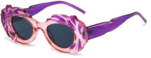 MUTYNE Ovale Sonnenbrille für Damen und Herren, luxuriöse runde Wolken-Sonnenbrille, Damen, rosa, lila, Brillenschirme, UV400, violett, Einheitsgröße