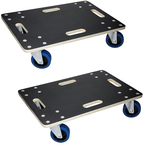 ECD Germany 2er Set Transportroller 40x60 cm bis 800 kg Siebdruckplatte, PP-Räder, Transporthilfe für Umzug, Rollbrett Möbelroller Möbel-Transport Möbelhund Rollwagen Roller Transporter Transportwagen