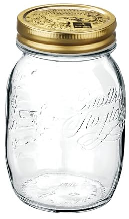 Bormioli Rocco Quattro Stagioni (12 Stück, Inhalt 500 ml, Marmeladegläser goldfarben, Einmachgläser verschließbar, Deckel 70 mm) 79209, Glas, klar