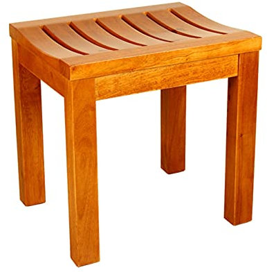 AJIEKJDSG Eckbadewannen-Duschsitz aus Holz für die Innendusche, großer wasserdichter Duschhocker, geschwungenes Design, bequemer, sicherer Badezimmerhocker, Spa-Badewannensitz, Ergonomie