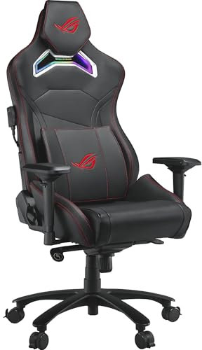 ASUS ROG Chariot X Chaise de Jeu (Aura éclairage RVB, accoudoirs 4D, Mousse à mémoire de Forme, Cuir PU de qualité supérieure, Manette One-Touch), Noire