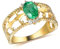Beydodo Frauen Ringe Gold 585, Trauringe Filigran mit 1ct Oval Smaragd Hochzeit Ring Damen Nickelfrei Gr.47 (15.0)
