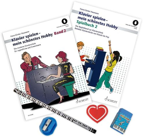 Klavierspielen mein schönstes Hobby - Band 2 und Spielbuch 2 - mit Audio Online ISBN 9783795799106 + ISBN 9783795729370 -Piano-Bleistift - Notenklammer (Starterset)