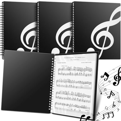 Fuyoooo Notenhefter mit 40 Hüllen, 80 Seiten, Notenbuch, Notenblätter, Briefgröße, 21,6 x 27,9 cm, Ordner, Organizer für Notenständer für Künstler, Chöre, Musik, 3 Stück
