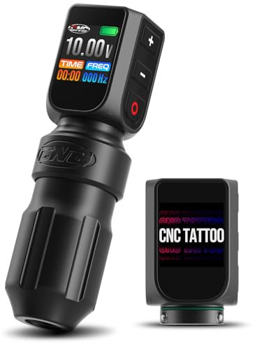 CNC Tattoo Machine Pen Wireless Rotary Tattoo Gun with 3200mAh Dual Batteries Power Supply Digital LED Display Coreless Motor for Professionals and Beginners