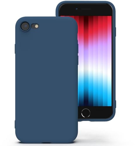 Zuvirelx Glatte Silikon hülle für iPhone SE 2020/2022, iPhone 8/7, Staubbeständig, Slim, Taschentauglich Handyhülle Cover Case für Apple iPhone SE 2nd 3rd - Blau