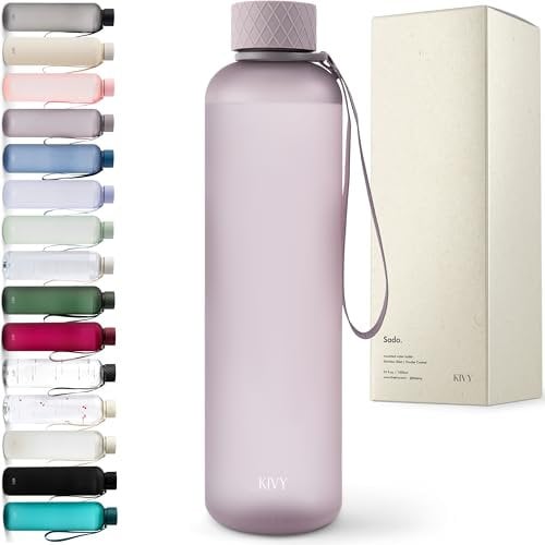 KIVY Gourde Tritan 1 l - Convient pour les boissons gazeuses et anti-fuite - Pour le sport, l'école et le bureau - Gourde de sport - Bouteille de sport - Bouteille de fitness - Bouteille de sport 1 l