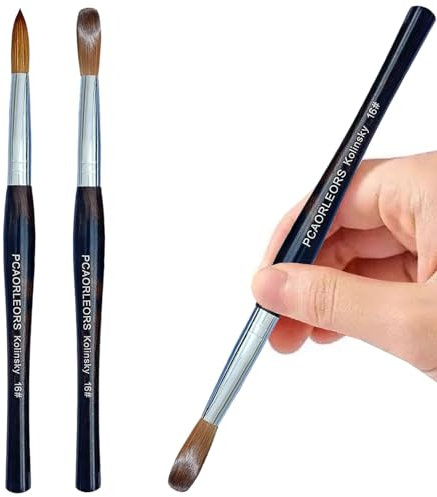 PCAORLEORS Kolinsky Acryl Nagelbürste mit Ebenholzgriff und 100% Kolinsky Zobelhaar, Gelbürste für Acrylkraft und Nagelverlängerung (Größe 10)
