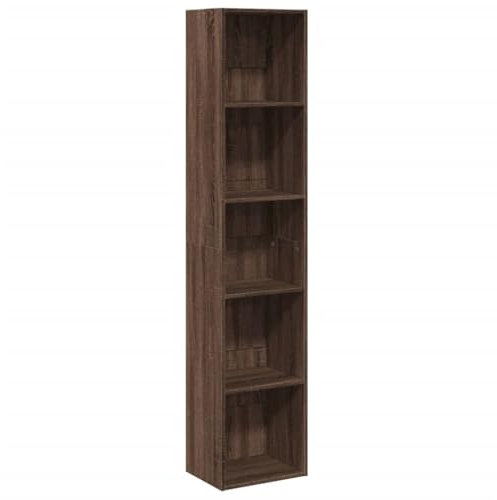 vidaXL Bücherregal, Bücherschrank Regal mit Stauraum, Standregal für Wohnzimmer Büro, Büroregal Aktenregal Aufbewahrungsregal, Braun Eichen-Optik Holzwerkstoff